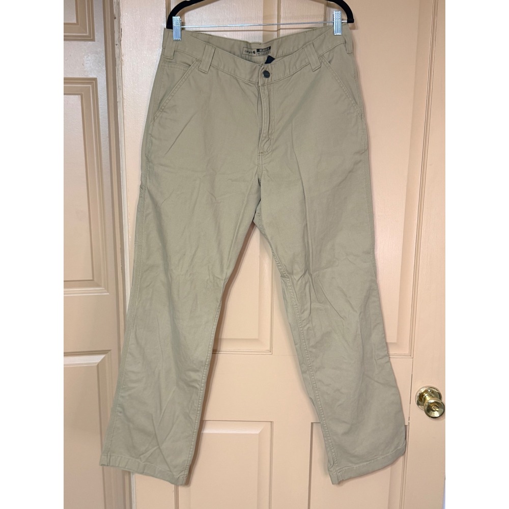 Carhartt Relaxed Fit Khaki Canvas Work Pants Mens 36x32 Tan Utility Trousers
